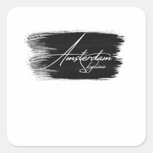Amsterdam Skyline Writing Quadratischer Aufkleber