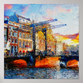 Amsterdam Sonnenuntergang bei Aluminiumbru Poster