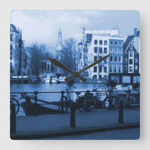 Amsterdam Stadtansicht Delftware-Style Wanduhr