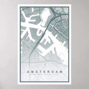 Amsterdam Stadtplan Druck 8 FARBEN VERFÜGBAR Amste Poster
