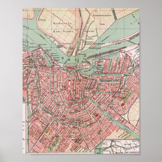Amsterdam, Stadtplan, Vintage Poster (Vorne)