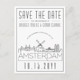 Amsterdam | Stilisierte Skyline Save the Date Postkarte