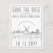 Amsterdam | Stilisierte Skyline Save the Date Postkarte (Vorderseite)