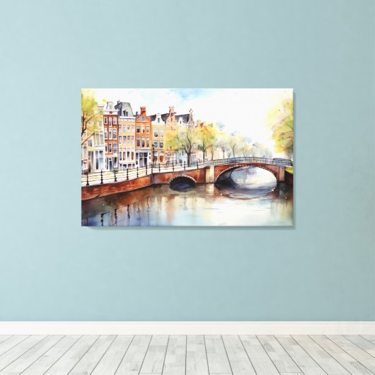 Amsterdam, Stretched Canvas Print Leinwanddruck (Insitu (Holzboden))