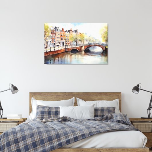 Amsterdam, Stretched Canvas Print Leinwanddruck (Insitu (Schlafzimmer))