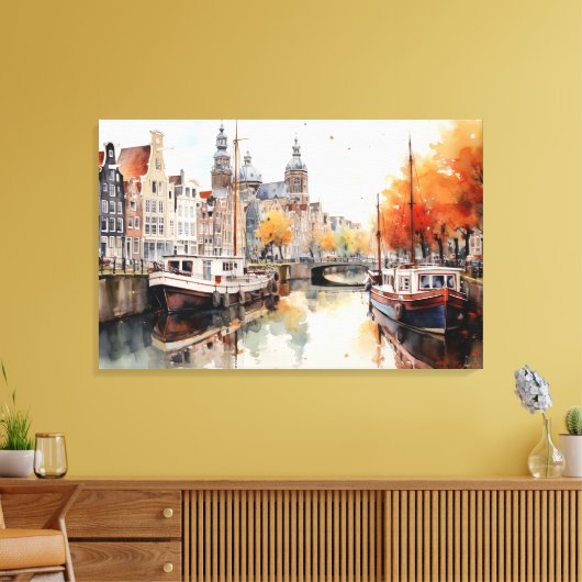 Amsterdam, Stretched Canvas Print Leinwanddruck (Insitu (Wohnzimmer))