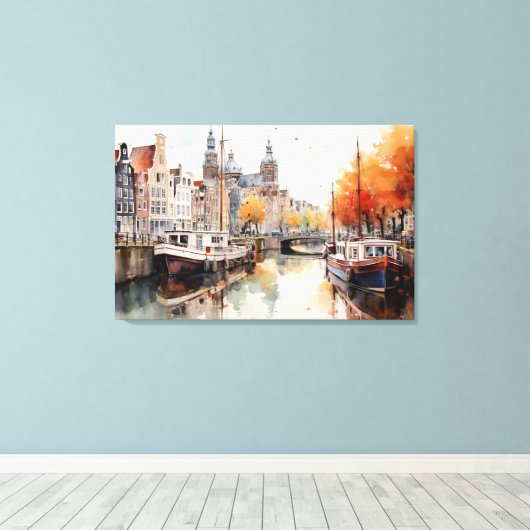 Amsterdam, Stretched Canvas Print Leinwanddruck (Insitu (Holzboden))