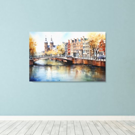 Amsterdam, Stretched Canvas Print Leinwanddruck (Insitu (Holzboden))