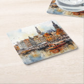 Amsterdam, Stretched Print Rechteckiger Pappuntersetzer (angewinkelt)