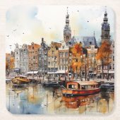 Amsterdam, Stretched Print Rechteckiger Pappuntersetzer (Vorderseite)