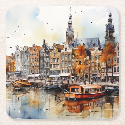 Amsterdam, Stretched Print Rechteckiger Pappuntersetzer (Vorderseite)