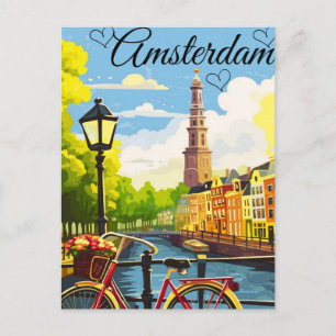 Amsterdam Travel Postcard Art, Niederlande Postcar Postkarte