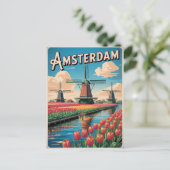 Amsterdam tulip Vintag Postkarte (Stehend Vorderseite)