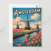 Amsterdam tulip Vintag Postkarte (Vorne/Hinten)
