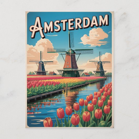 Amsterdam tulip Vintag Postkarte (Vorderseite)