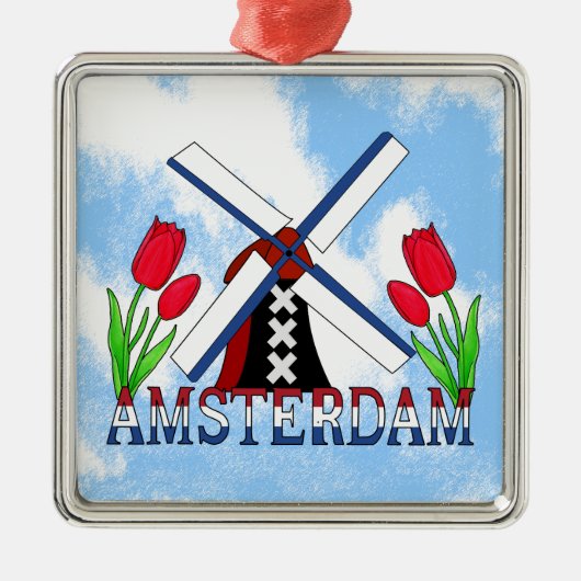Amsterdam Tulips and windmill Netherlands Ornament (Vorne)