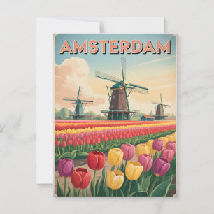 Amsterdam-Tulpenfeld vintage Postkarte