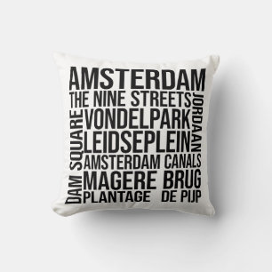 Amsterdam Typografie - Niederlande Word Art Kissen