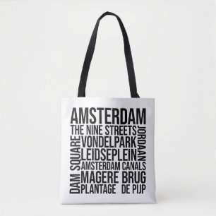 Amsterdam Typografie - Niederlande Word Art Tasche