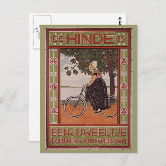 Amsterdam Vintag Bicycle Poster Art Postkarte (Vorne/Hinten)