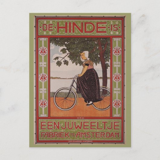 Amsterdam Vintag Bicycle Poster Art Postkarte (Vorderseite)