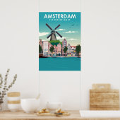 Amsterdam Vintag Minimal Retro Travel Poster (Küche)