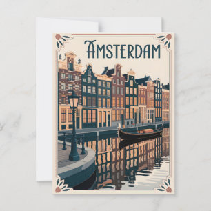 Amsterdam Vintag minimalistisch Postkarte
