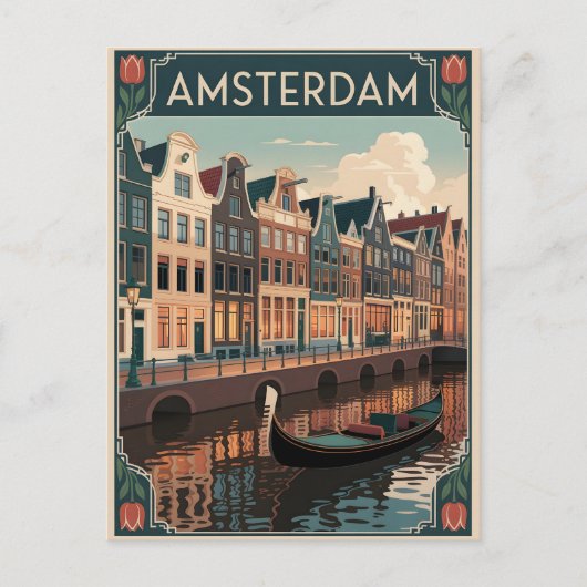 Amsterdam Vintag minimalistisch Postkarte (Vorderseite)