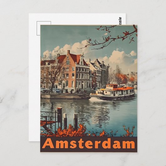 Amsterdam Vintag Postkarte (Vorne/Hinten)