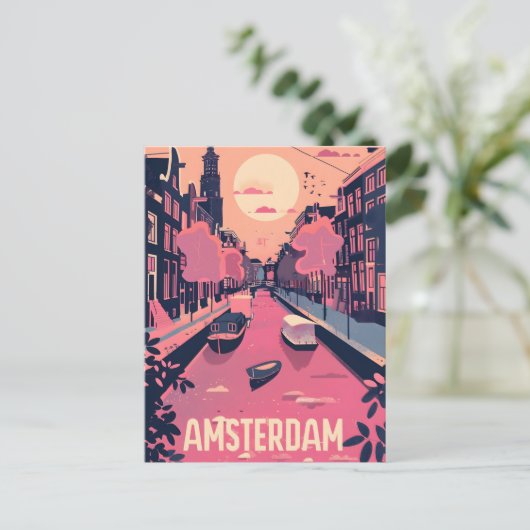 Amsterdam Vintag Postkarte (Stehend Vorderseite)