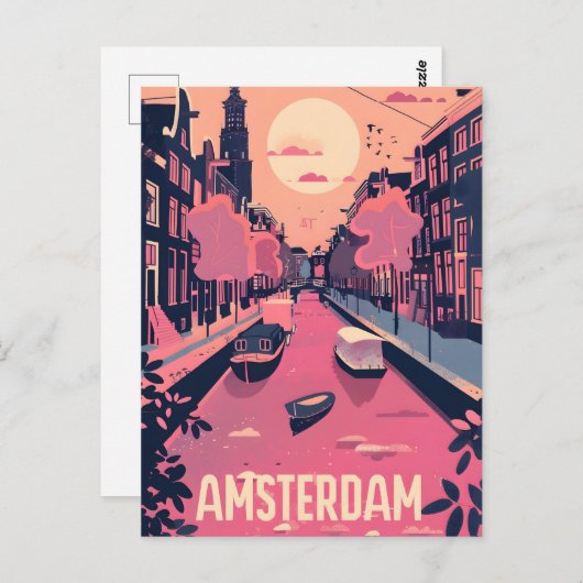 Amsterdam Vintag Postkarte (Vorne/Hinten)