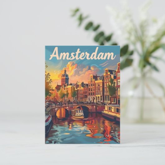 Amsterdam Vintag Postkarte (Stehend Vorderseite)