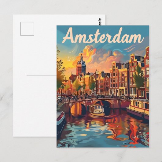Amsterdam Vintag Postkarte (Vorne/Hinten)