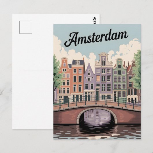 Amsterdam Vintag Postkarte (Vorne/Hinten)
