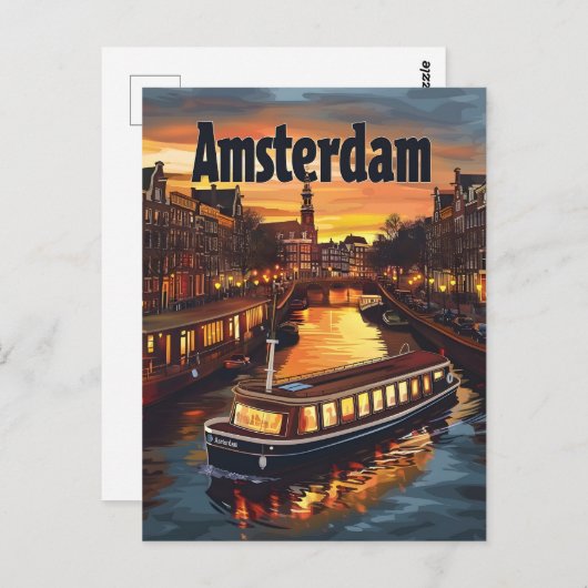 Amsterdam Vintag Postkarte (Vorne/Hinten)
