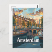 Amsterdam Vintag Postkarte (Vorne/Hinten)