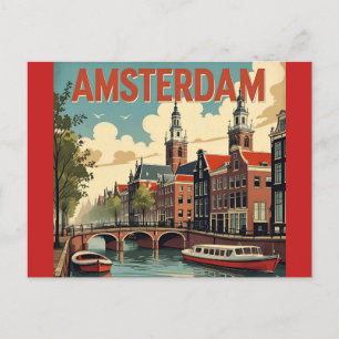 Amsterdam Vintag Skyline Postkarte