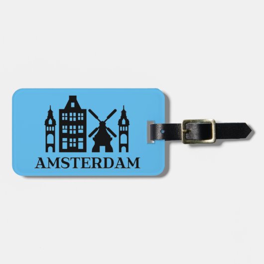 Amsterdam Vintage Aufkleber Gepäckanhänger (Vorderseite horizontal)
