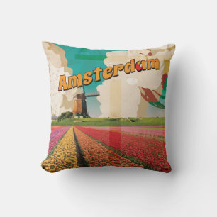 Amsterdam Vintage Reiseplakat Kissen
