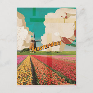 Amsterdam Vintage-Reiseposter Postkarte