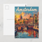 Amsterdam Vintage-Style Postkarte (Vorne/Hinten)