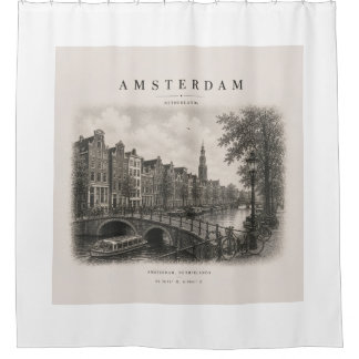 Amsterdam | Vintage Travel City Design Duschvorhang