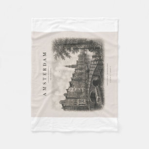 Amsterdam Vintage Travel City Design Fleecedecke