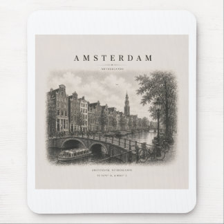 Amsterdam | Vintage Travel City Design Mousepad