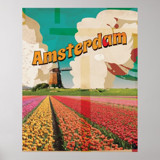 Amsterdam Vintage Travel Poster (Vorne)