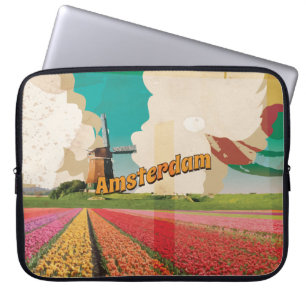 Amsterdam Vintage Travel Poster Laptopschutzhülle