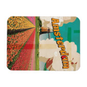 Amsterdam Vintage Travel Poster Magnet (Horizontal)