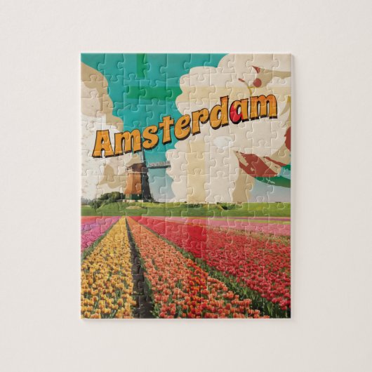 Amsterdam Vintage Travel Poster Puzzle (Vertikal)