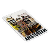 Amsterdam Vintage Travel Poster Retro Art Style Magnet (Rechte Seite)