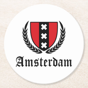 Amsterdam-Wappen Runder Pappuntersetzer